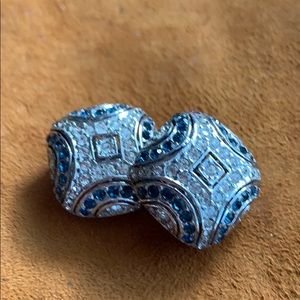 Cinar   Art Deco style sapphire and cz earrings